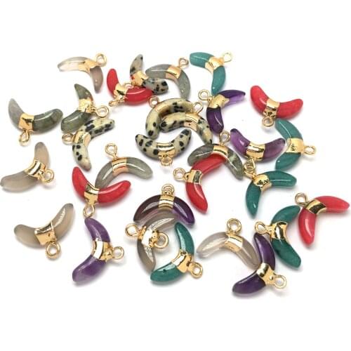 Natural Gems Pendants Moon Shape for Women New Natural Stone Pendants for Jewelry Making DIY necklace Jewelry Accessories