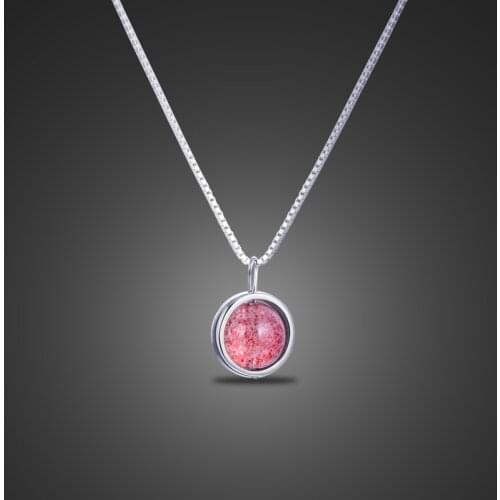 Hot sale 100% 925 sterling silver Female Necklace Silver Chain Necklace Women Pink round zircon Choker Necklace Collier Femme