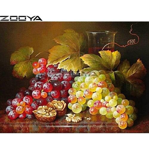 ZOOYA Diamond Painting Cross-Stitch Wall Stickers Mosaic Diamond Embroidery Fruit Grapes Rhinestones Painting Full Drill R1858