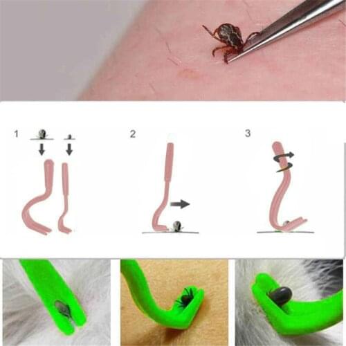 1PC Pets Tick Removal Tool Dual Teeth Tick Twister Cats Dogs Cleaning Supplies Mites Twist Hook Remover Hook Pet Supplies