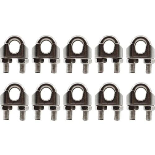 M10 Wire Cable Clamps, 10 PCS Stainless Steel Wire Rope Cable Clip Clamps U Bolt Saddle Fastener, U-Bolts,Clothesline Tightener