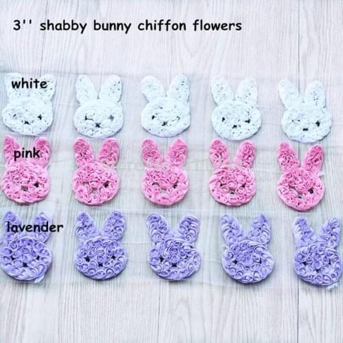 120pcs/ lot, 3'' shabby bunny chiffon flowers hot sale for hair accessories and fashion accessories DIY
