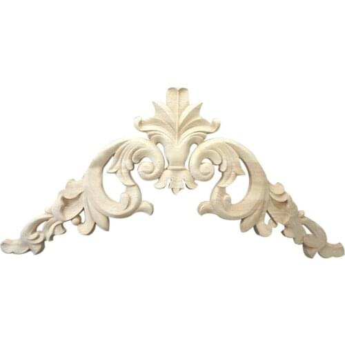 15*15cm Rubber Wood Carved Corner Onlay Applique Exquisite Unpainted