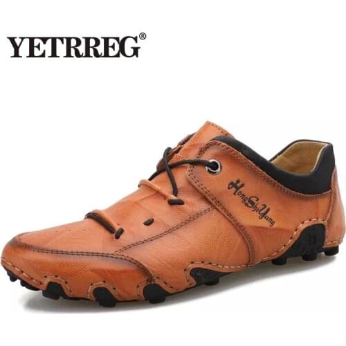 2021 New Mens Casual Shoes Fashion Comfortable Mens Shoes High Quality Leather Men Driving Shoes Handmade Flat Shoes Size 48