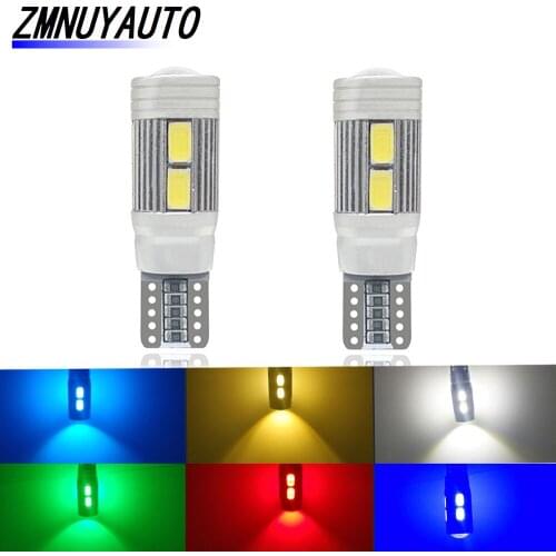 2x t10 led canbus 194 w5w 10smd 5730 car interior lights 168 501 bulbs auto lamp 12v error free white/red/amber/green/blue