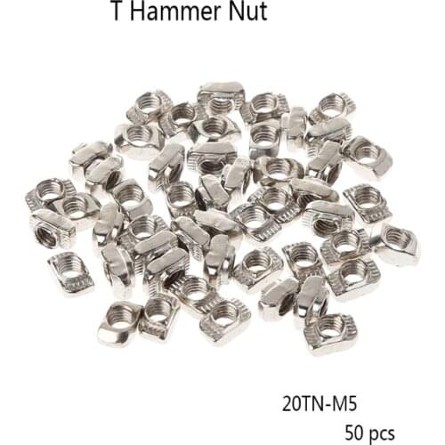 50Pcs/Set Printer M5 T Hammer Nut Fastener Connector For 2020 Profile