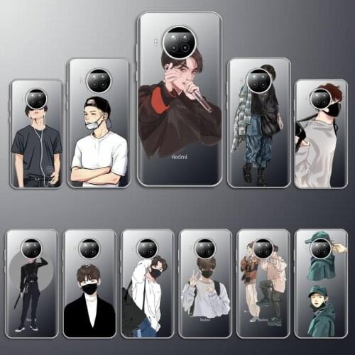 Agust D Suga Cartoon cool comics Phone Case Transparent Xiaomi mi note 10 8 9 t HUAWEI p30 40 11 Samsung S 8 9 10 20 pro lite