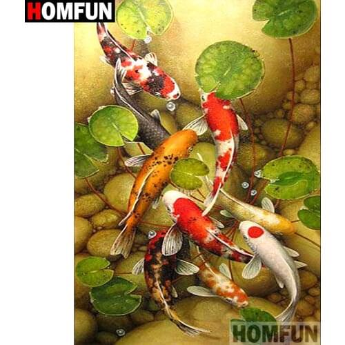 HOMFUN 5D Diamond "fish" Diamond Embroidery Full Round/ Square Diy Diamond Painting Cross Stitch Home Decor A07145
