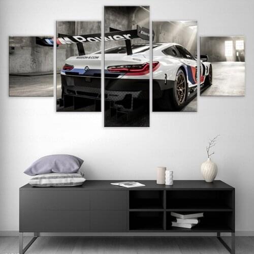 Canvas HD Printed car Poster Home Decor 5 Pieces Bmw M3 Blue Sport Car Paintings Wall Art Pictures Living Room Modular Framed
