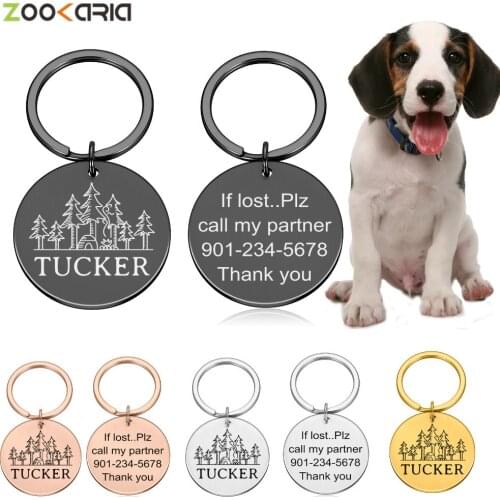 Custom Dog Tag Engraved Pet Dog Collar Accessories Personalized Cat Puppy ID Tag Stainless Steel Paw Name Tags Pendant Anti-lost