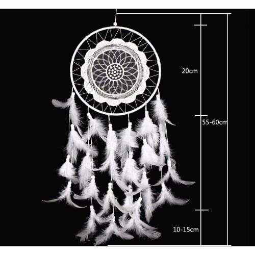 C White Lace Flower Dream catcher with beads Wind Chimes Feather Pendant Dream Catcher hanging For Wall and tent Decorations