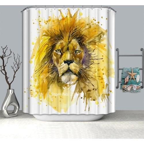 Digital Oil Painting Retro Style Oil Painting Animal Plant Shower Curtain Waterproof and Mildew Proof with Hook