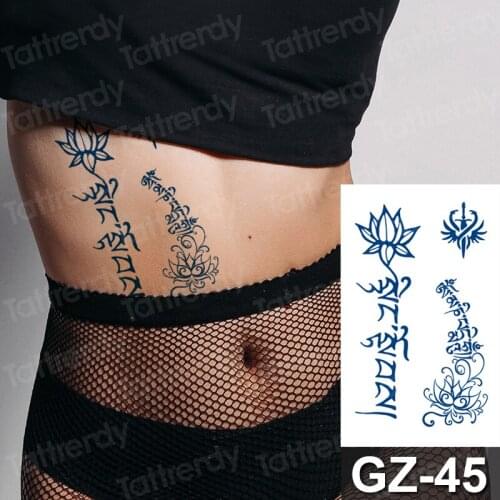 Long Lasting Waterproof Temporary Tattoo Sticker Lotus Totem Character Flash Tattoos Male Indian Arm Body Art Fake Tatto Female