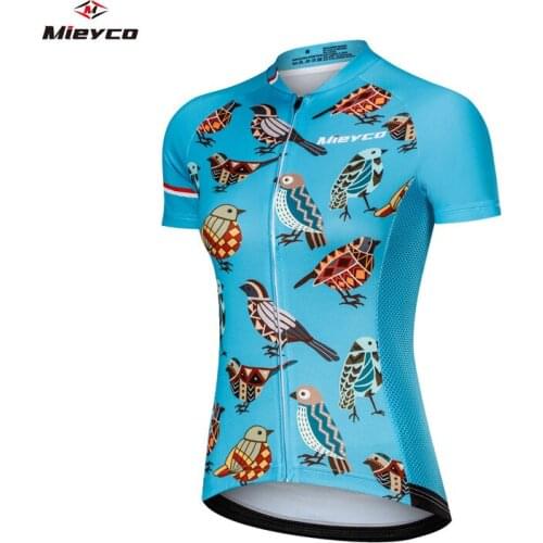 Mieyco Womens Birds Design Cycling Jersey Motocross MTB Shirt Roupa Ciclismo Feiminina Mountain Bike Quick Dry Breathable Shirt