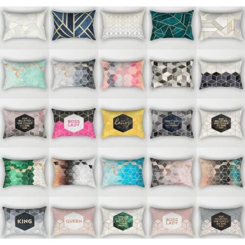 Geometric Fashion Simple Cushion Rectangular Sofa Cushion Lumbar Pillow Cushion Home Decorative Cushion Double-Sided Pattern