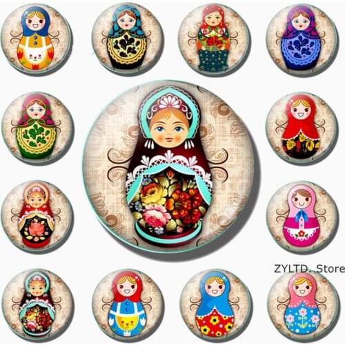 Russian Doll Fridge Magnet 12PCS Set Cute Cartoon Refrigerator Magnets Babushka Nesting Matryoshka Sleeve Dolls Stickers Decor