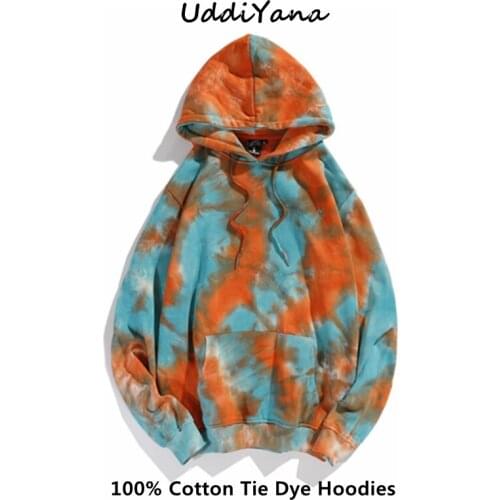 Fashion Tie Dye Women 100% Cotton Hoodies Tracksuit Harajuku Pullovers Mens Hoodie Sweatshirts Woman Clothes Y2K Top Streetwear