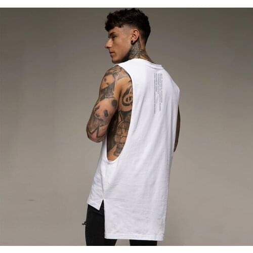 Extend Cut Off Men Casual Fashion O-Neck Sleeveless Tank Top Gym Fitness Bodybuilding Trainning Vest Summer Sporting Clothing