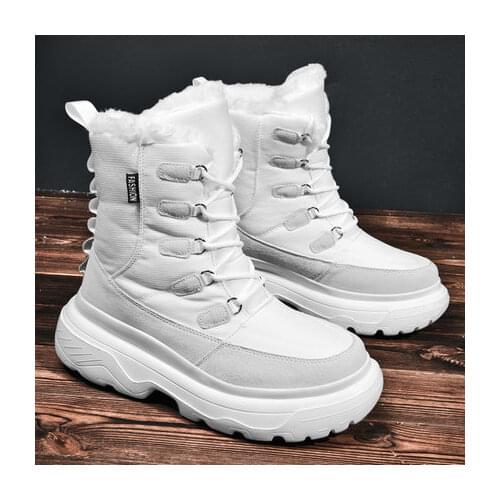 Mens snow boots winter warm plus velvet waterproof cotton boots outdoor non-slip thick high-top cotton shoes