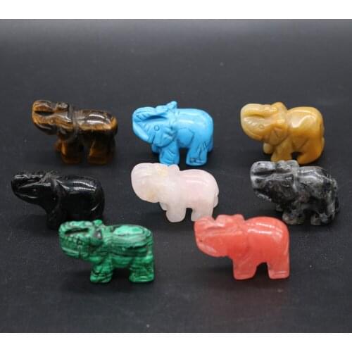 Natural Crystal Rose Quartzs Elephant Tiger Eye Stone Animals Stone Crafts Small Decoration Home Decor Handmade Present Ornament