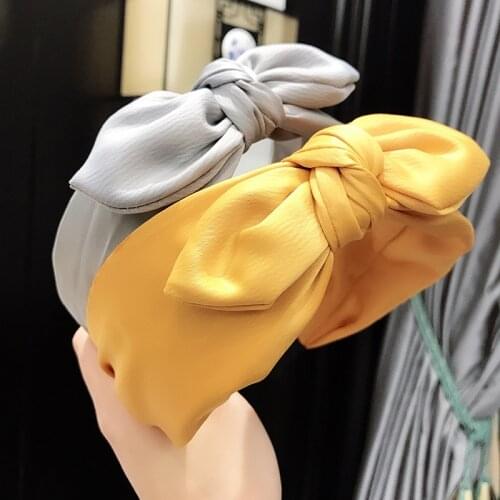 Fashion Lady Solid Ornaments Hairbands Fabric Big Ribbon Hair Hoop Girls Bow Widened Headband For Women Headwear Hair Accessory