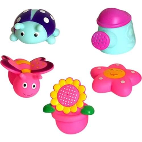 Wholesale 50pcs/lot Soft baby bath toys flower garden Water Spraying Toys Animal Butterfly model Squeeze sounding Toys for kids
