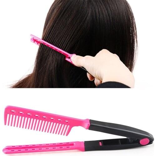 Portable Hair Straightener Comb V Type Hair Straightener Comb Folding DIY Hair Styling Clip Tool