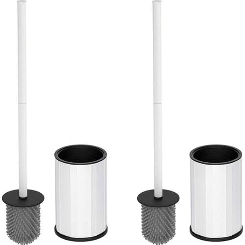 Silicone Toilet Brush with Holder 2 Pack Bathroom Toilet Brush Silicone Toilet Cleaner Brush Kit Soft Bristle Brush