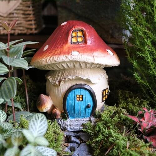 FairyCome Fairy Garden House Mini Mushroom Fairy House for Gardens Outdoor Miniature Garden House Resin Decoration Figurines
