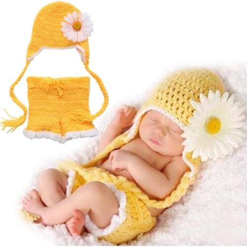 Newborn Baby Girls Boys Crochet Knit Hat Shorts Costume Photography Prop Outfits