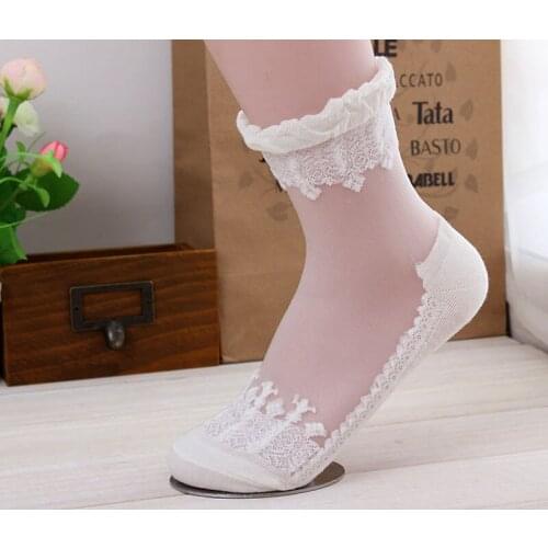 1 Pair Women Sport Socks Lace Patchwork Ankle Sock Mesh Knit Sportswear Accessories Female Fitness Gym Yoga Socks