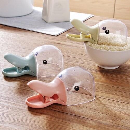 1PC Measuring Cup Bag New Creative Sealing Clips Collapsible Pet Cat Dog Food Feeding Scoop Spoon Sealing Clip Kitchen Supplies