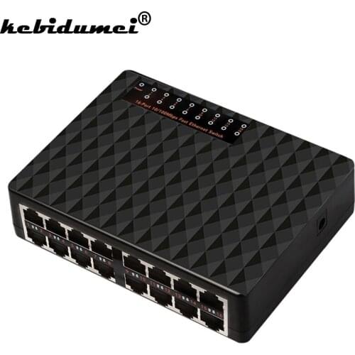 Kebidumei 16-Port Desktop Ethernet Switch / Fast Ethernet Network Switch LAN Hub/ Full or Half Duplex Exchange with EU/US Plug