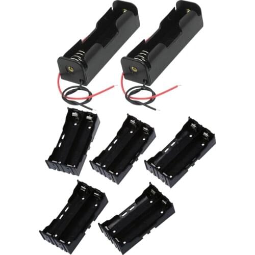 2 Pcs Black 18650 Flat Tip Batteries Battery Holder Case & 5 Pcs 2 x 3.7V 18650 Batteries 4 Pin Battery Holder Case