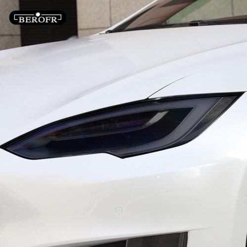 2 Pcs For Tesla Model 3 X Y S Car Headlight Tint Smoke Black Protective Film Protection Transparent TPU Sticker Accessories