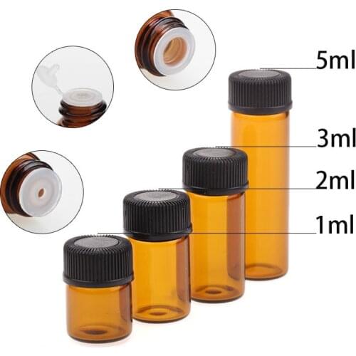 200set 1ml 2ml 3ml 5ml Roll-on Bottles tea color Roller Balls Essential Oil Jar glass bottle ,essential oil separate bottle