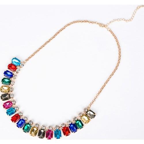 Luxury 2013 full rhinestone short necklace fashion luxury multicolour rhinestone chain all-match necklace #N050