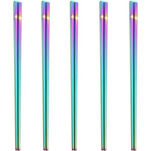 304 Stainless Steel Chopsticks Portuguese Tableware Gold plated Mirage Square Anti-skid Chinese style Chopsticks chop sticks