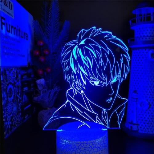 3D Illusion Lamp Anime One Punch Genos Figure Led Night Light Lamp For Kids Bedroom Decor Desk Lamp Birthday Gift Manga Gadget