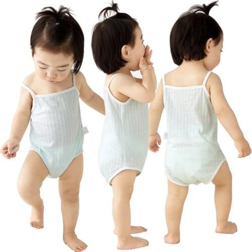 Baby Bodysuit Boy Girl Summer Mesh Sling Climbing Suit Jumpsuit Newborn Sleeveless Air Conditioning Belly Protector Clothing