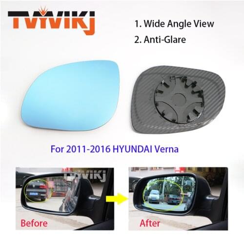 TVYVIKJ Side Rearview Mirror Blue Glass Lens For HYUNDAI Verna 2011-2016 Wide Angle View anti glare door mirror