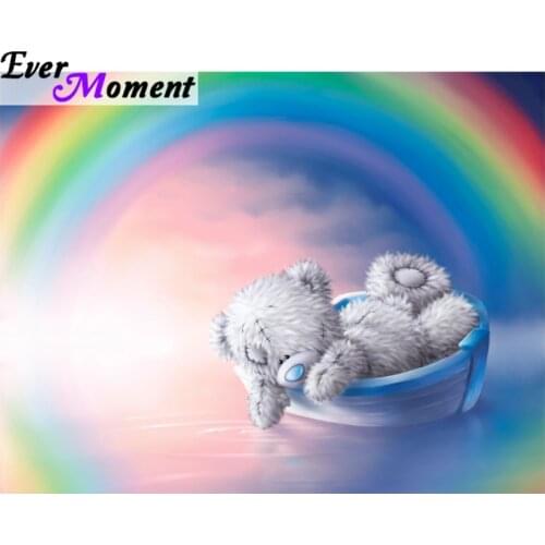 Ever Moment DIY 5D Diamond Painting Cross Stitch Tatty Teddy Bear Rainbow Diamond Embroidery Painting Cartoon Full Kit ASF784