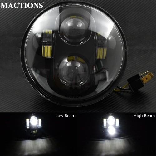 Motorcycle 5.75 Inch Projector Headlight 5-3/4" Lamp LED Headlamp For Harley Sportster XL Touring FLSTSB Dyna Softail FXSE