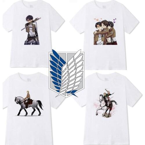 Attack on Titan Woman/man Kawaii T-shirt Men Short Sleeve Cotton T Shirt Tees Tops Harajuku Streetwear