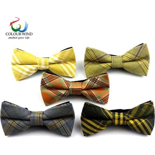 New British Style Soft Cotton Bow Tie For Men 12*6CM Plaid Navy Pocket Square Casual Party Club School Mens Accessories Tie Suit