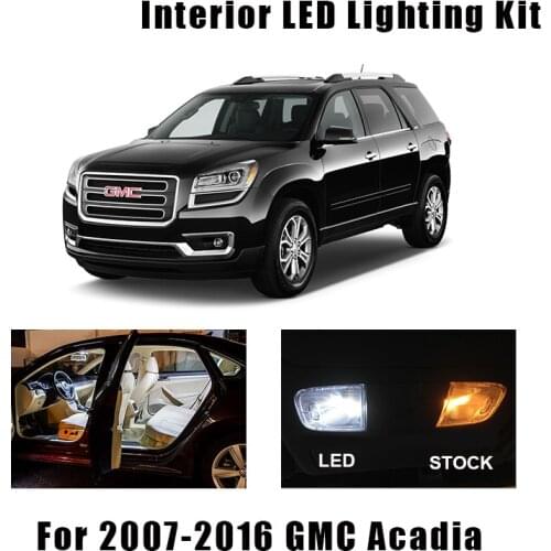 17pcs White LED Interior Light Ceiling Bulbs Kit Fit For 2007-2012 2013 2014 2015 2016 GMC Acadia Map Cargo Mirror License Lamp