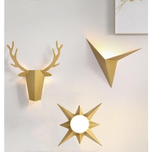 Creative bedroom bedside living room wrought iron decorative led wall lamp aisle balcony background beer sun shade wall sconce