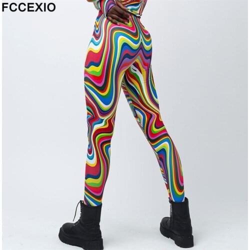 FCCEXIO Color oil Fashion Print Workout Pants Leggings High Waist Gym Legging Push Up Seamless Fitness Women Sexy Leggings
