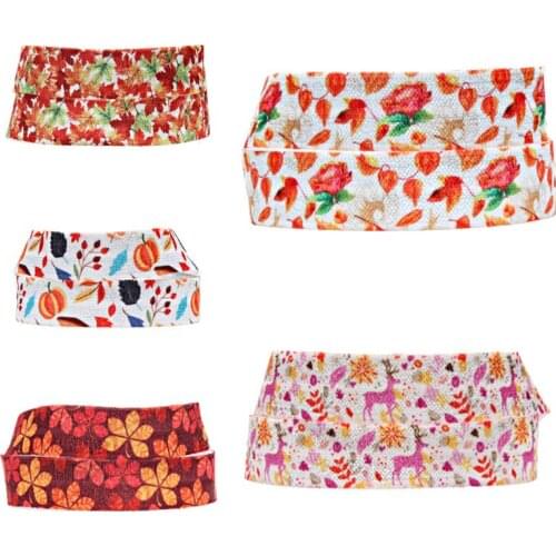 Cute Halloween autumn fall ghost printed fold over elastic