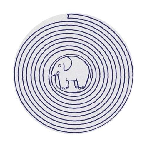 Cute Cartoon Elephant Round Carpet Childrens Room Bedroom Decoration Non-Slip Mat